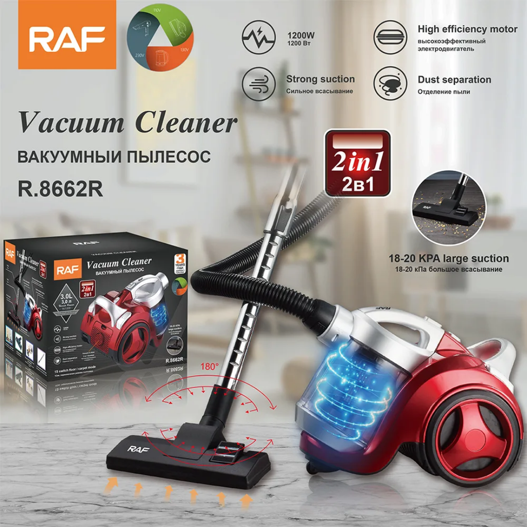 RAF R.8662 Wet & Dry Bagless Vacuum Cleaner – 1200W 2-in-1 Vacuum & Blower Cleaning Machine