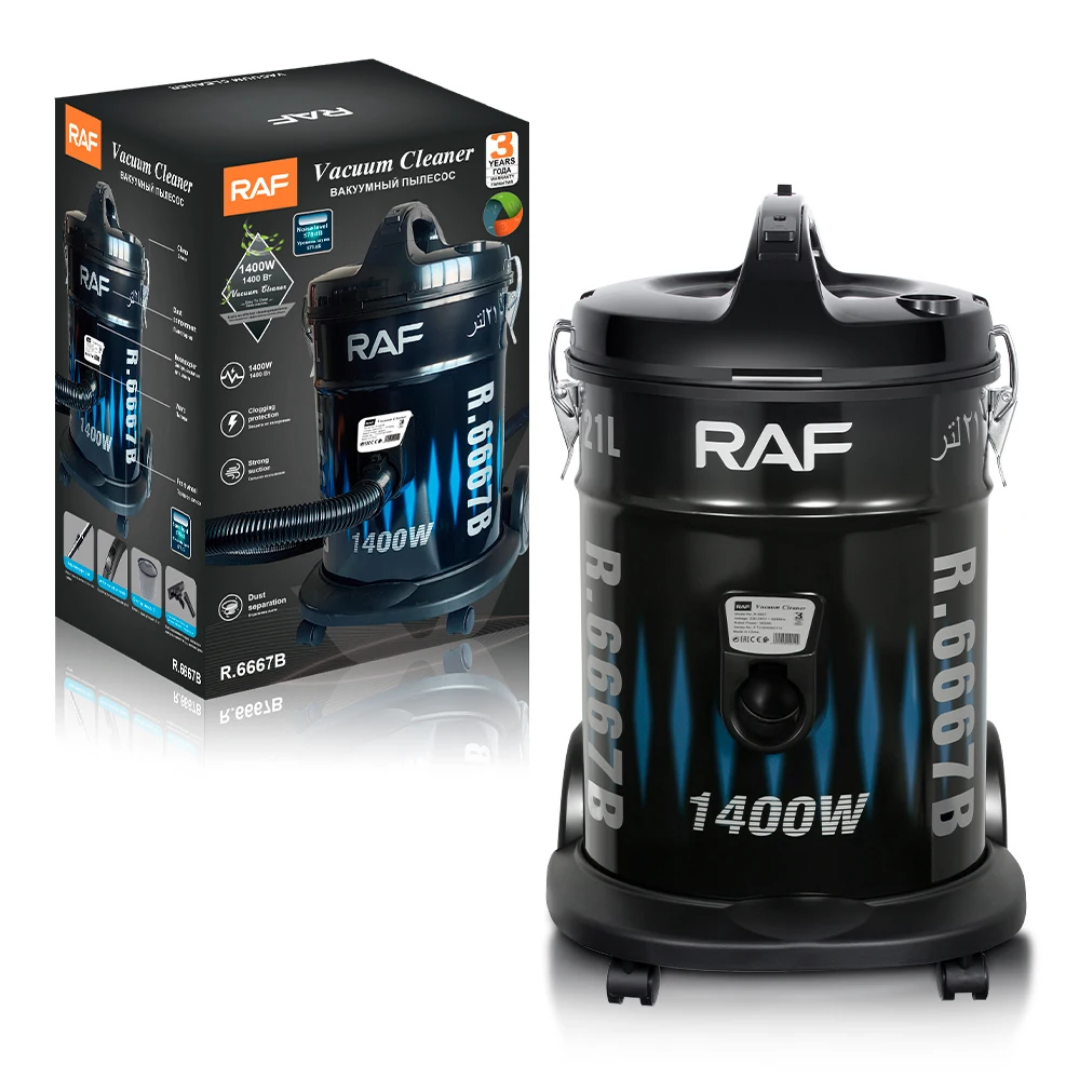 RAF R.6667 Wet &amp; Dry Canister Vacuum Cleaner – 1400W Heavy Duty 21L Capacity Cleaning Machine
