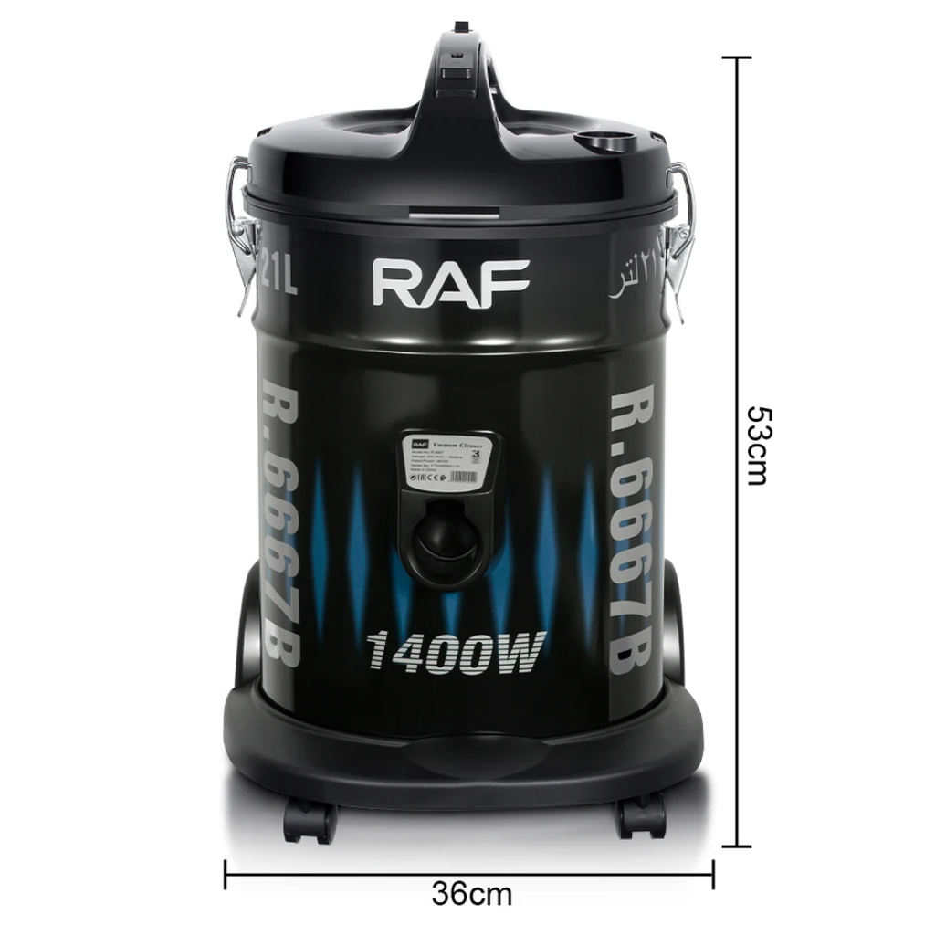 RAF R.6667 Wet &amp; Dry Canister Vacuum Cleaner – 1400W Heavy Duty 21L Capacity Cleaning Machine