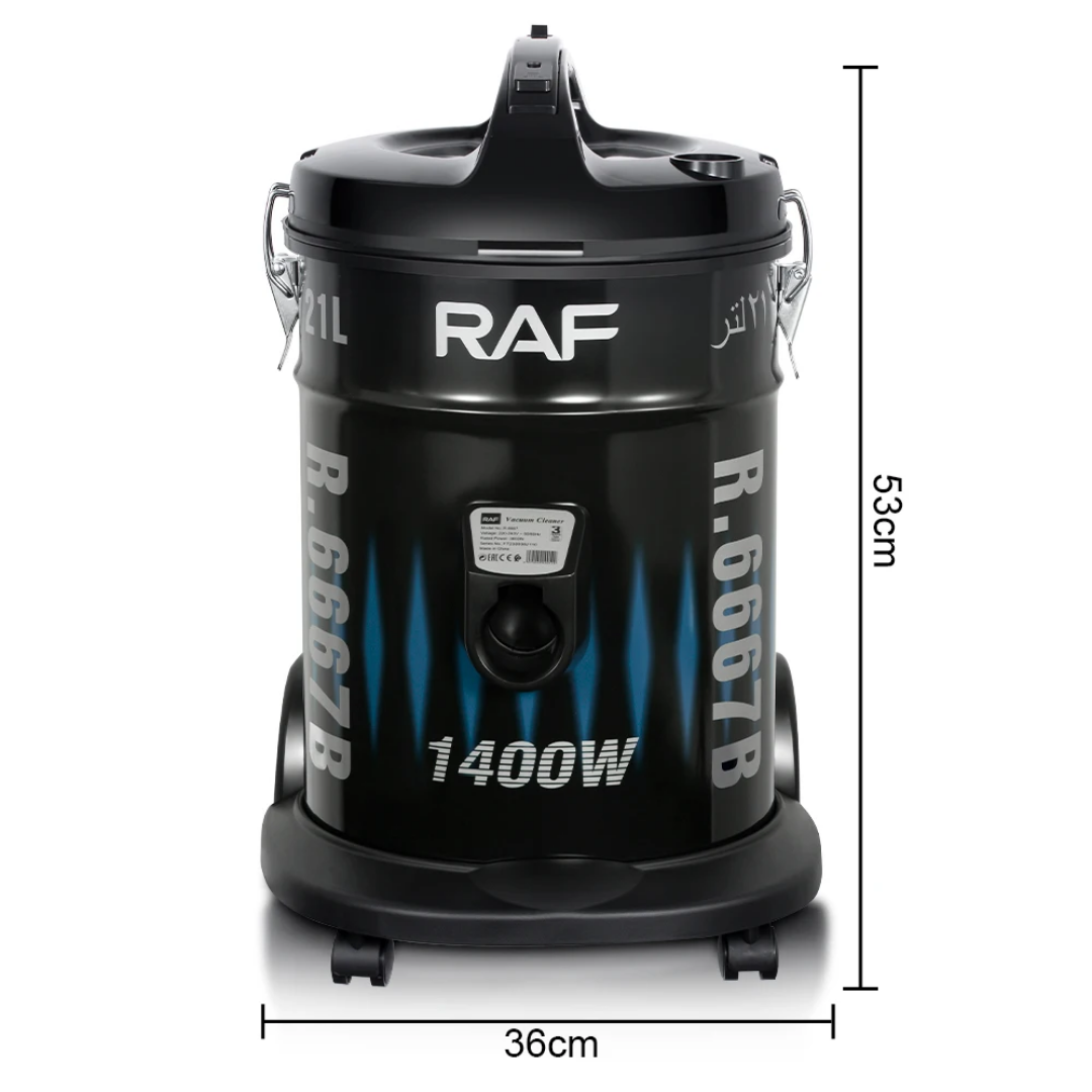 RAF R.6667 Wet &amp; Dry Canister Vacuum Cleaner – 1400W Heavy Duty 21L Capacity Cleaning Machine