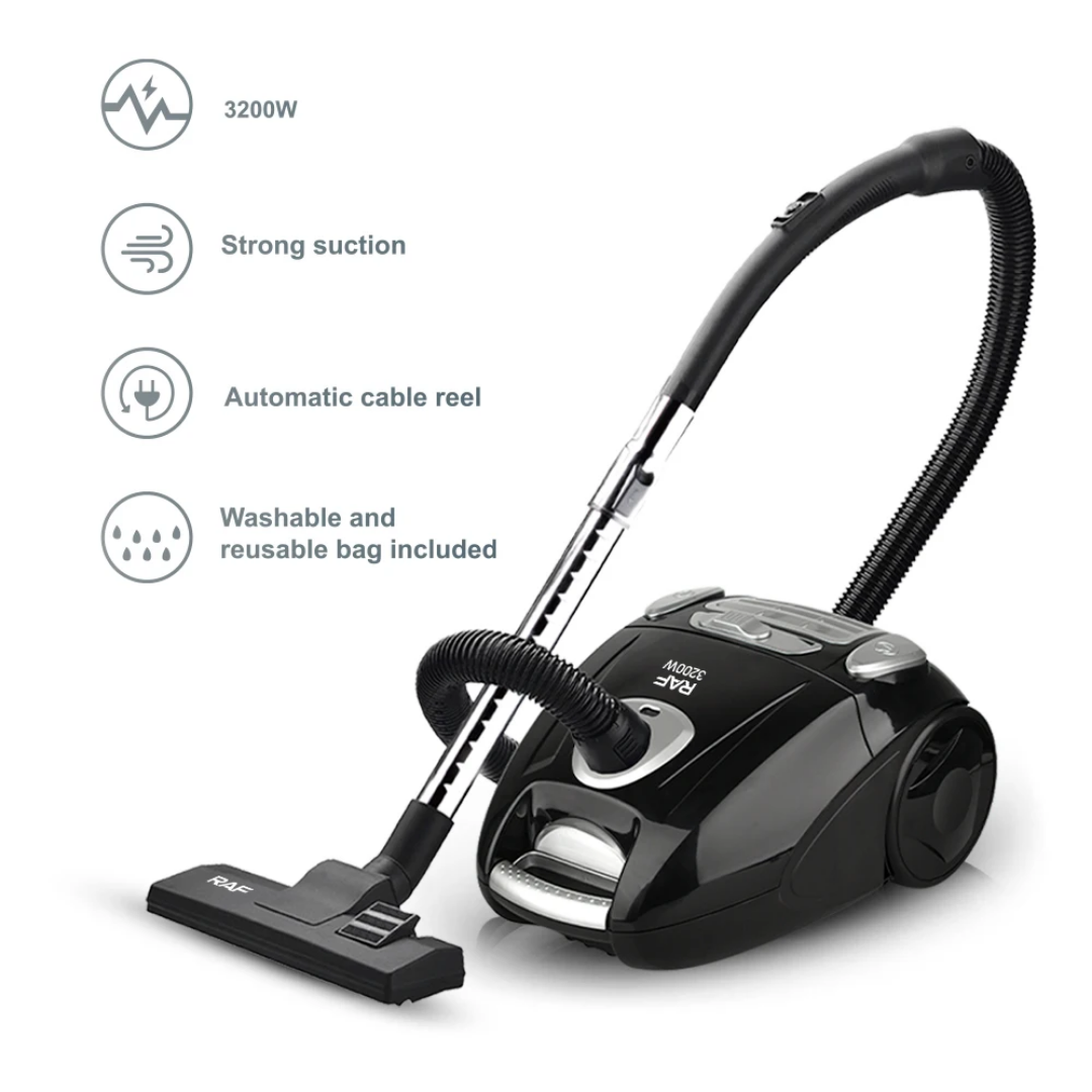 RAF R.8701 Retractable Cord 4.5L Bagged Canister Vacuum Cleaner – 3200W Wet &amp; Dry