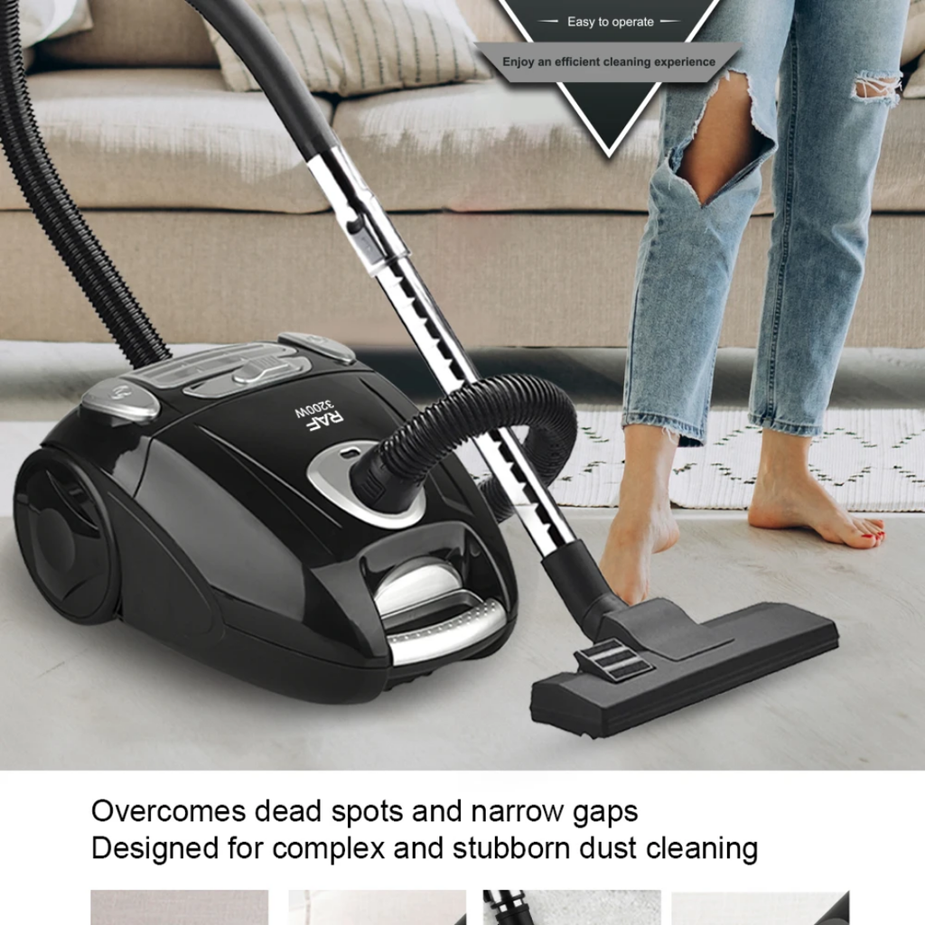 RAF R.8701 Retractable Cord 4.5L Bagged Canister Vacuum Cleaner – 3200W Wet &amp; Dry