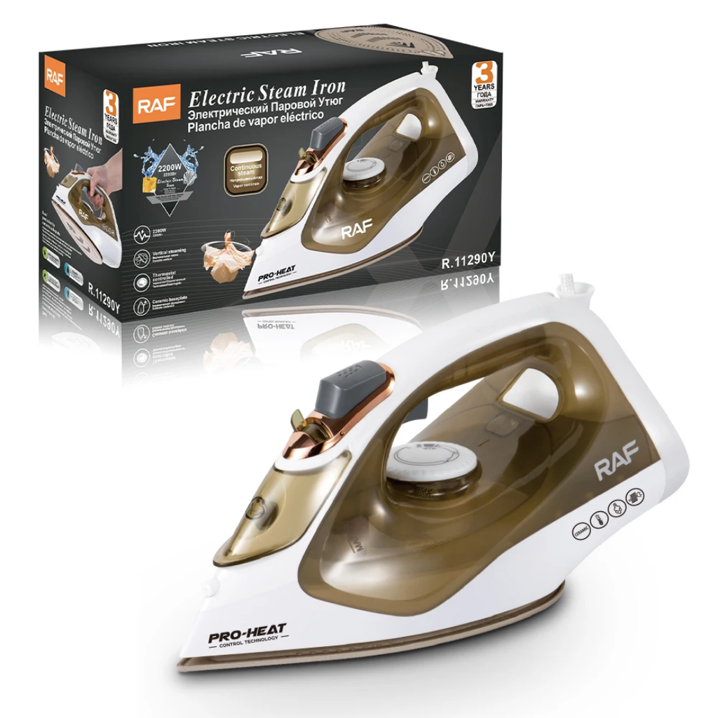 RAF 2200W Professional Intelligent Steam Iron (R.1129) – High-Capacity Ceramic Baseplate with Vertical Steaming