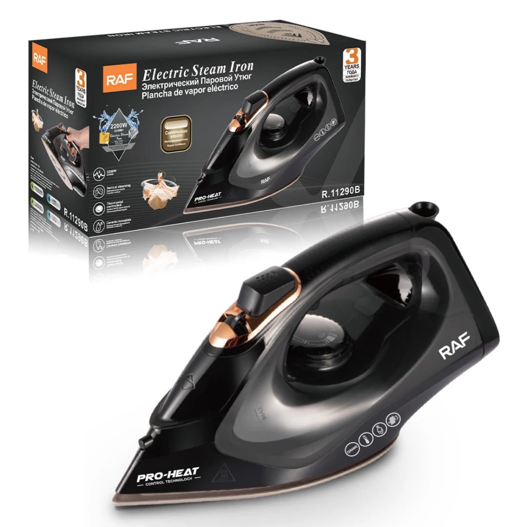 RAF 2200W Professional Intelligent Steam Iron (R.1129) – High-Capacity Ceramic Baseplate with Vertical Steaming