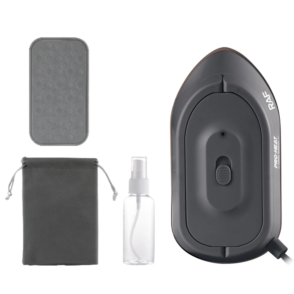 RAF R.1810 Mini Travel Steam Iron – 300W Dual Voltage (110V/220V) with Rotatable Handle & Teflon Soleplate