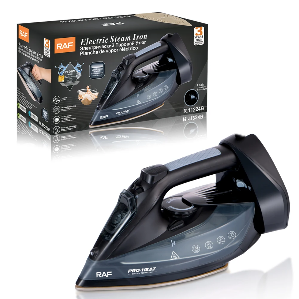 High-Power 2400W Professional Steam Iron RAF R.11224 – Advanced Ceramic Soleplate with Anti-Drip & Vertical Steam