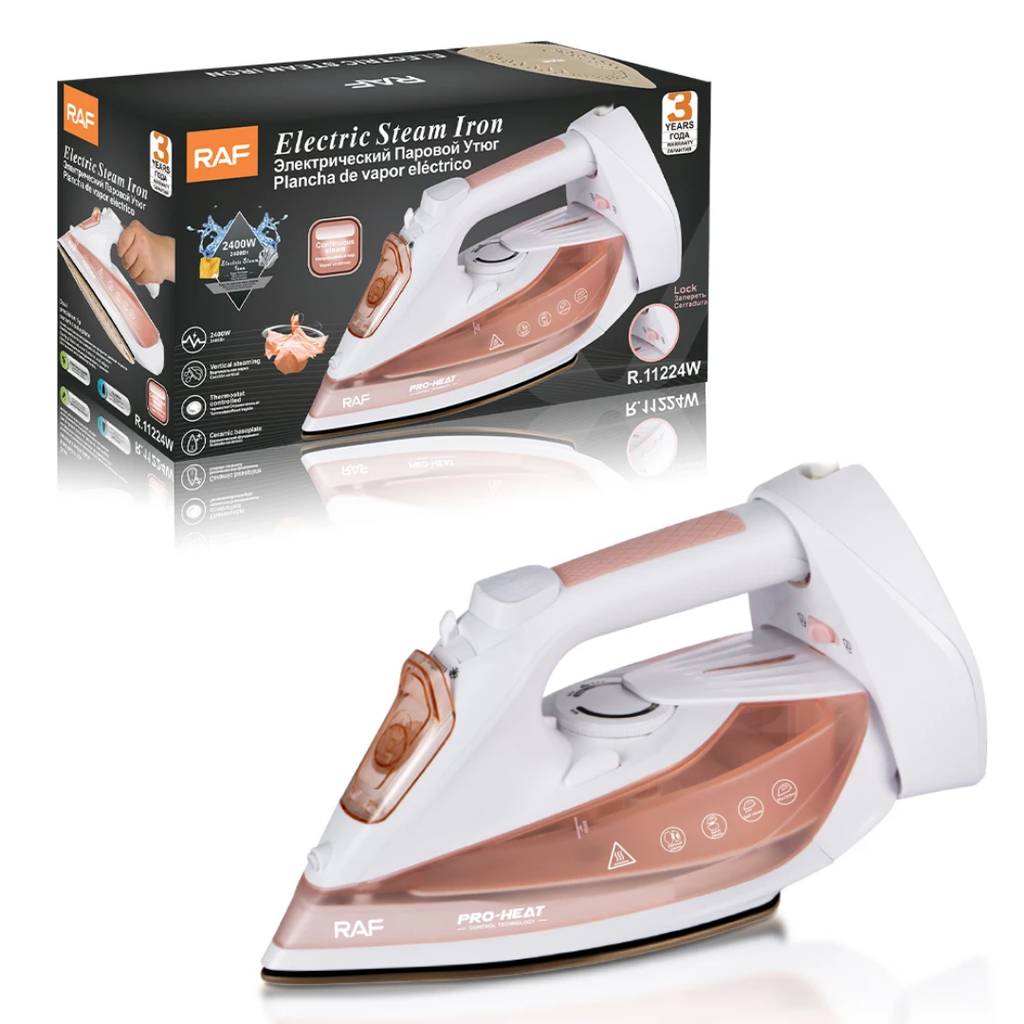 High-Power 2400W Professional Steam Iron RAF R.11224 – Advanced Ceramic Soleplate with Anti-Drip & Vertical Steam