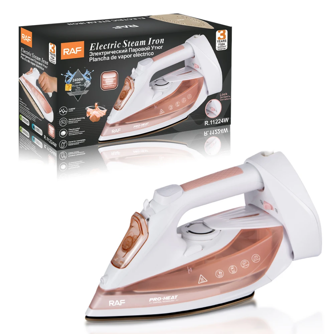 High-Power 2400W Professional Steam Iron RAF R.11224 – Advanced Ceramic Soleplate with Anti-Drip & Vertical Steam