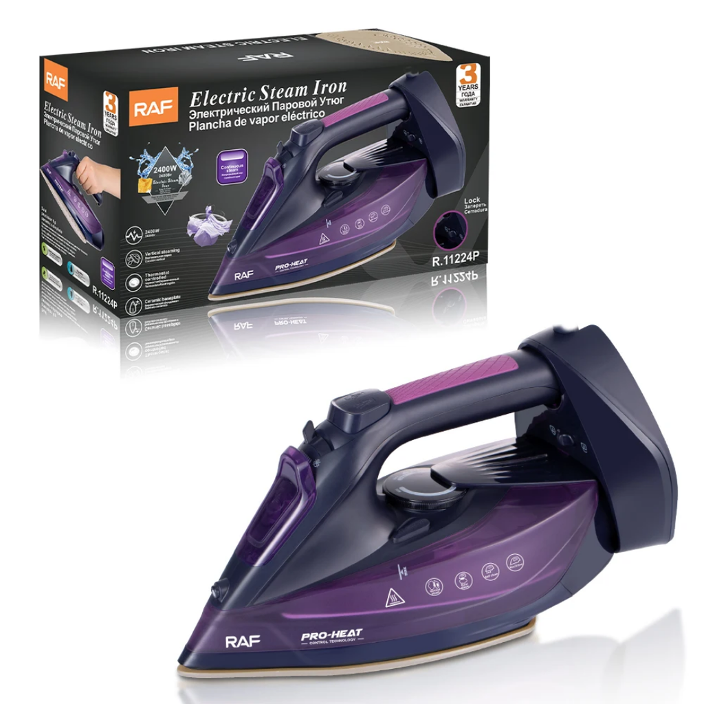 High-Power 2400W Professional Steam Iron RAF R.11224 – Advanced Ceramic Soleplate with Anti-Drip & Vertical Steam