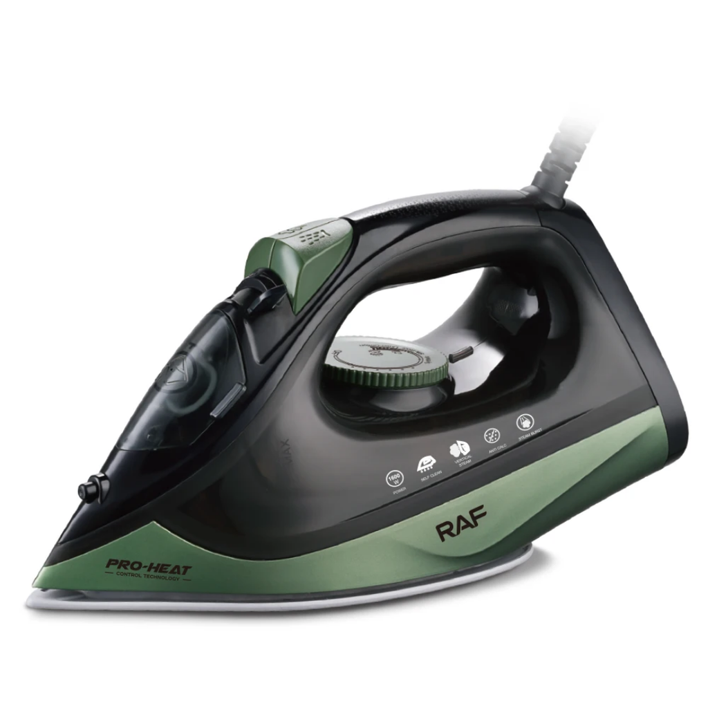 Industrial Commercial Steam Iron RAF R.1202 – 1600W High-Pressure Dry Steam with Scratch-Resistant Ceramic Soleplate