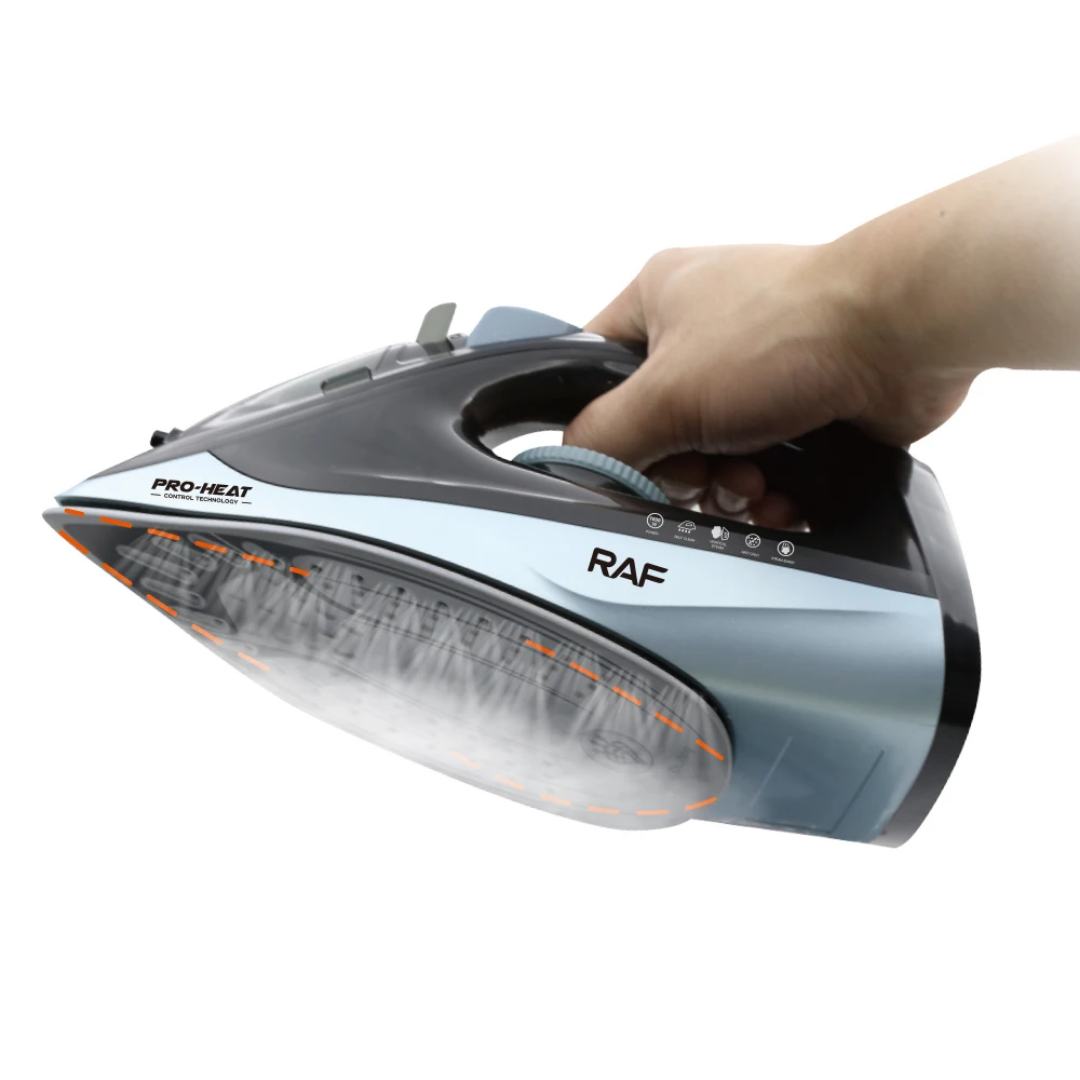 Industrial Commercial Steam Iron RAF R.1202 – 1600W High-Pressure Dry Steam with Scratch-Resistant Ceramic Soleplate