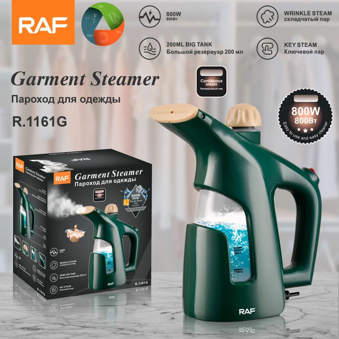Portable Handheld Garment Steamer RAF R.1161– 800W High-Capacity 200ml Vertical Hanging Iron with 20g/min Steam Flow