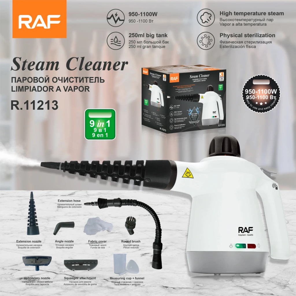 High Pressure Steam Cleaner 9-in-1 Multi-Purpose Cleaning Machine with 1100W Power RAF R.11213