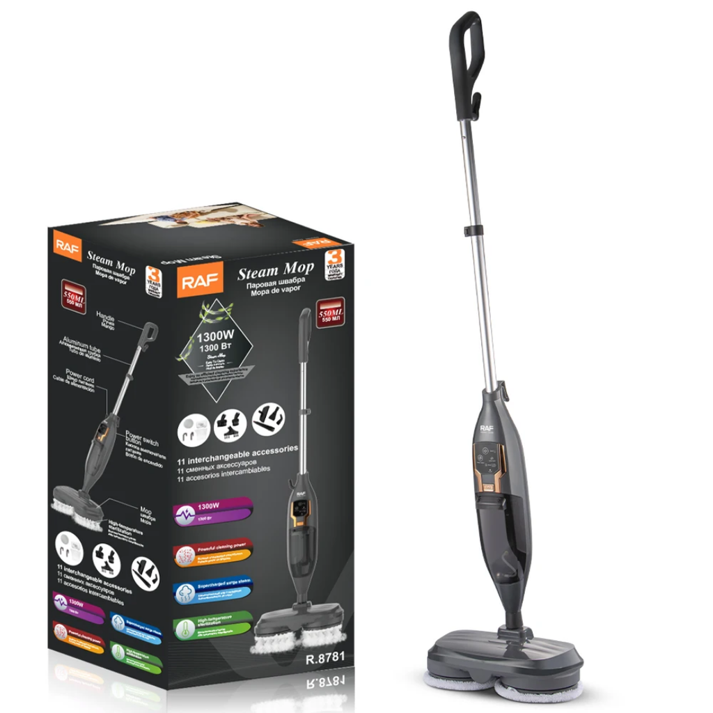 Steam Mop Cleaner with 11 Accessories High Pressure Floor & Home Cleaning Machine RAF R.8781 1300W