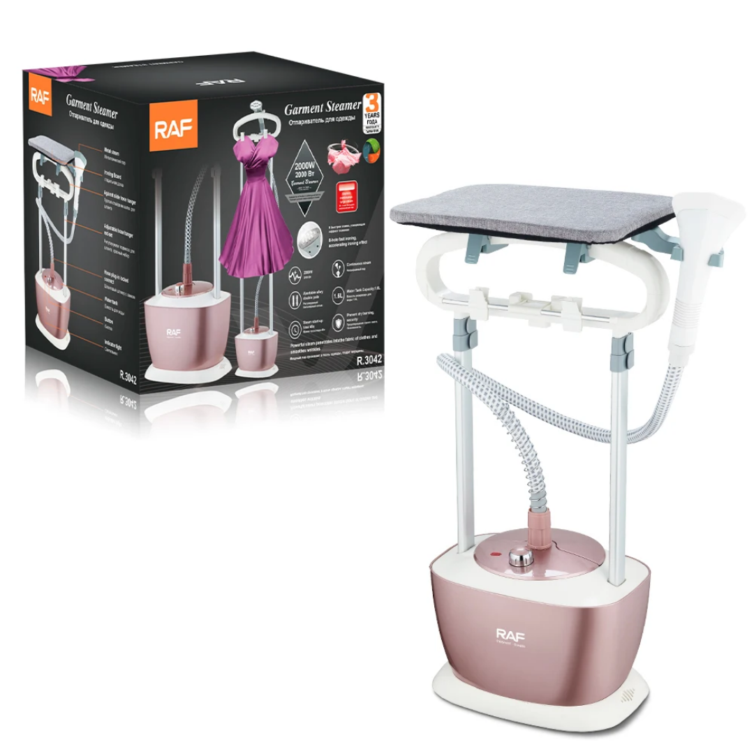 Vertical Garment Steamer 2000W RAF R.3042 – Steam Iron Station with Ironing Board, Fast Heat-Up & Continuous Steam