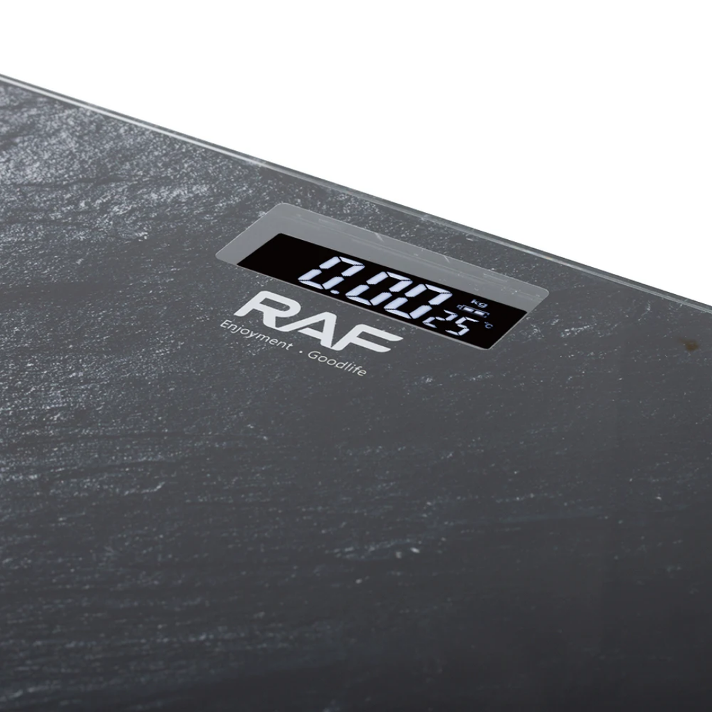 Smart Glass Bathroom Scale RAF R.10000 – Digital Body Weight &amp; Body Composition Analyzer with Smartphone Connectivity