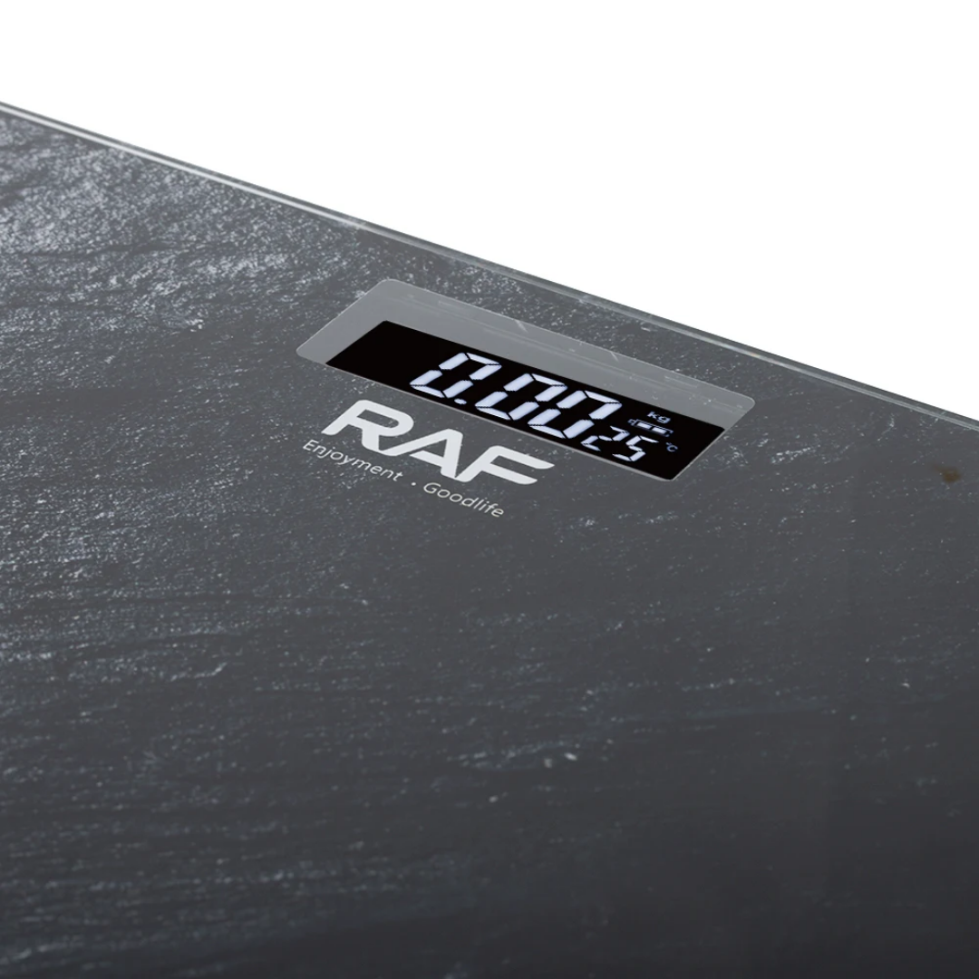 Smart Glass Bathroom Scale RAF R.10000 – Digital Body Weight &amp; Body Composition Analyzer with Smartphone Connectivity