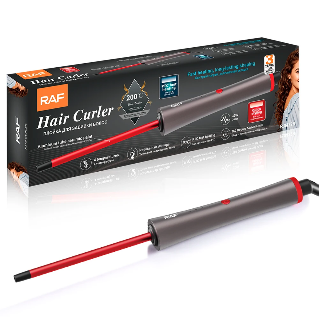 Automatic Hair Curler RAF R.0422 – Fast Heating Ceramic Rotating Curling Iron with LED Display for Professional Hair Styling