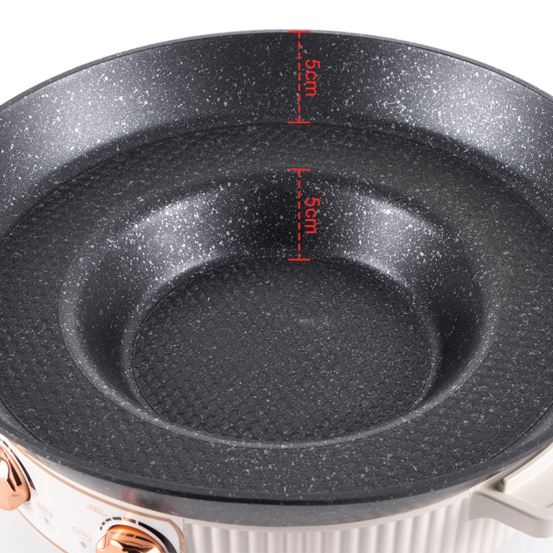 2-in-1 Electric Hot Pot & BBQ Grill Pan RAF R.5416  – 1600W Multifunction Non-Stick Cooker | Fast Heating Indoor Grill