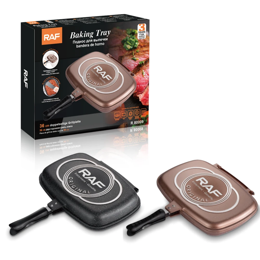 Double-Sided Non-Stick Marble Coated Baking Tray RAF R.80009 – Aluminum Grill Pan for Gas, Electric & Induction Cookers | Multifunction Cooking Pan
