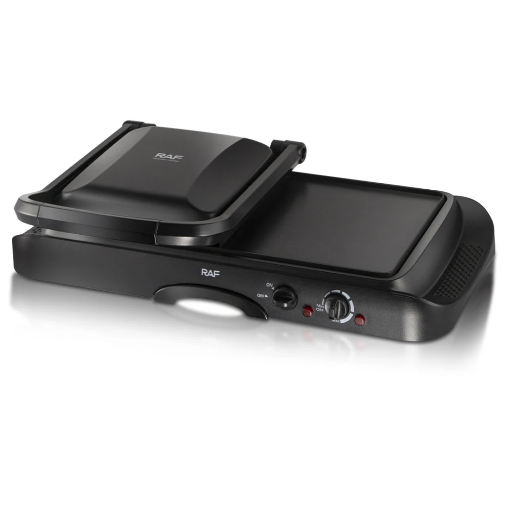 2-in-1 Electric Grill Pan with Lid RAF R.2695 – 1600W Non-Stick BBQ Grill & Baking Pan | Multifunction Indoor Electric Cooker