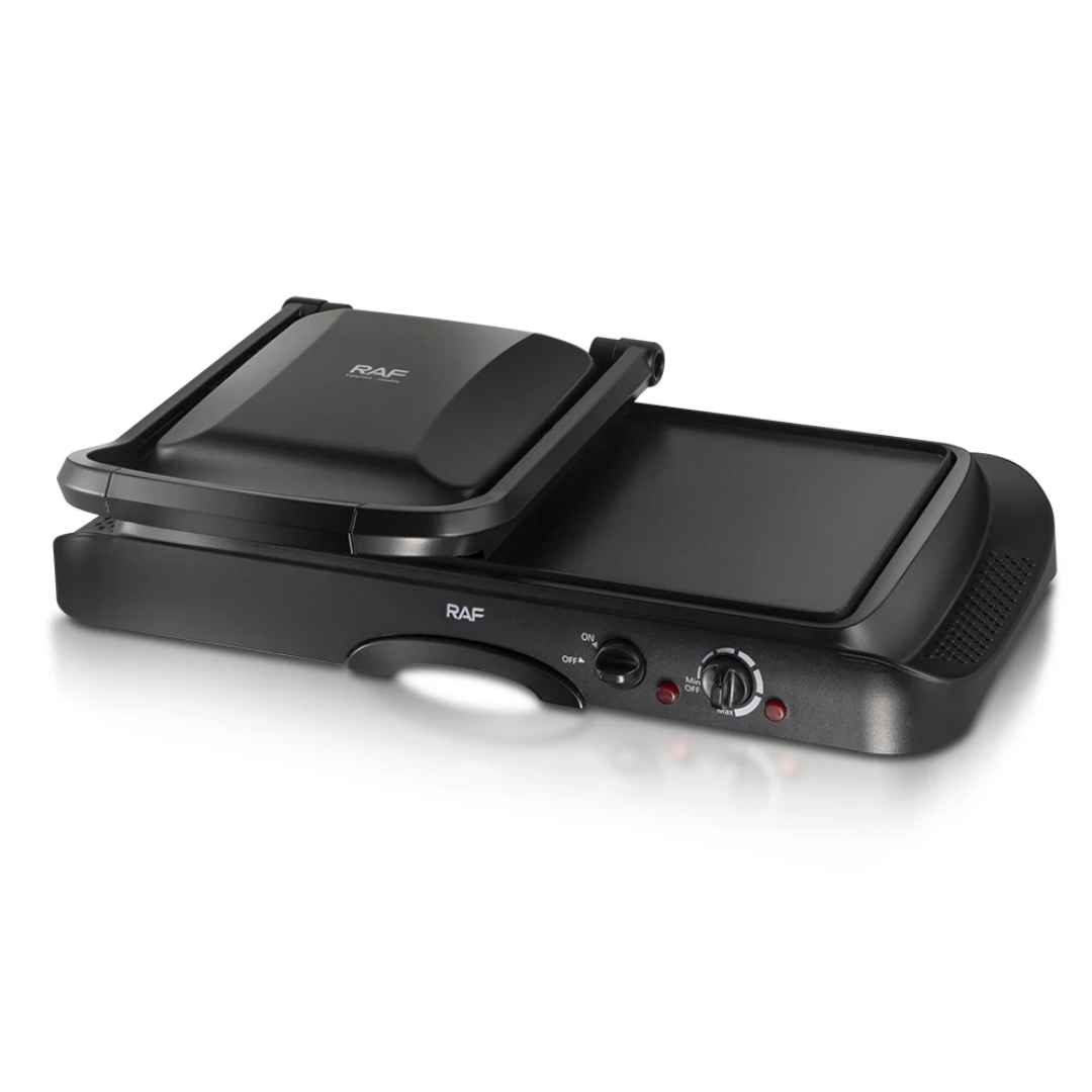 2-in-1 Electric Grill Pan with Lid RAF R.2695 – 1600W Non-Stick BBQ Grill & Baking Pan | Multifunction Indoor Electric Cooker