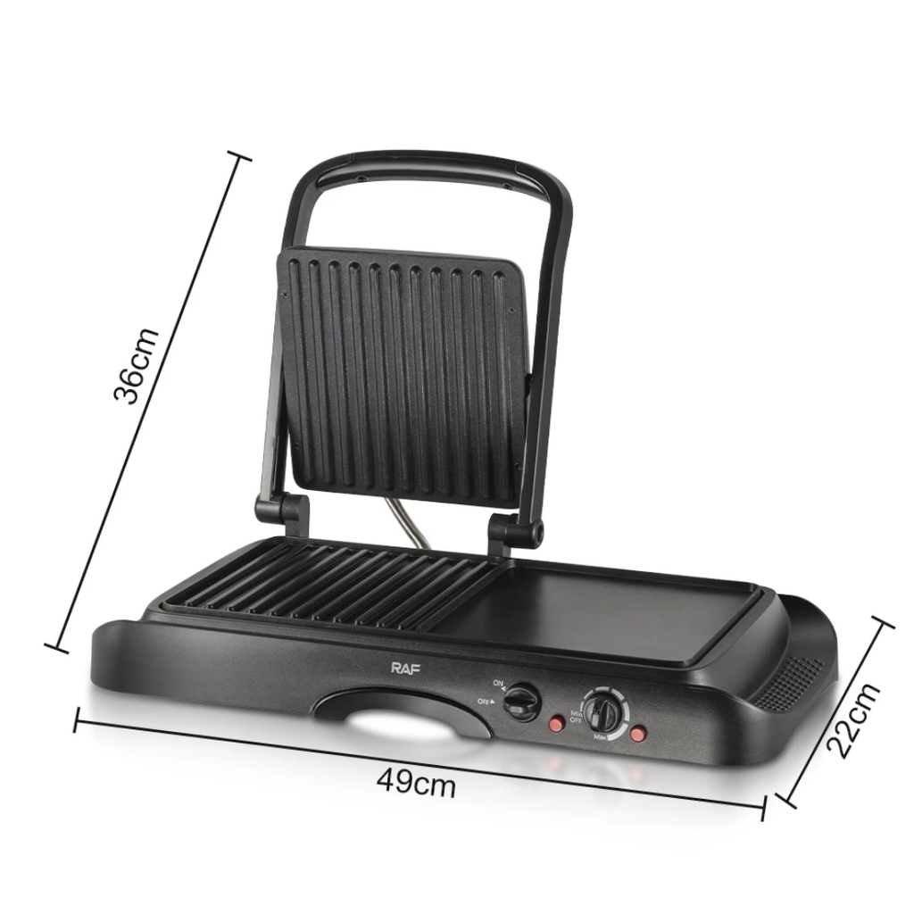 2-in-1 Electric Grill Pan with Lid RAF R.2695 – 1600W Non-Stick BBQ Grill & Baking Pan | Multifunction Indoor Electric Cooker