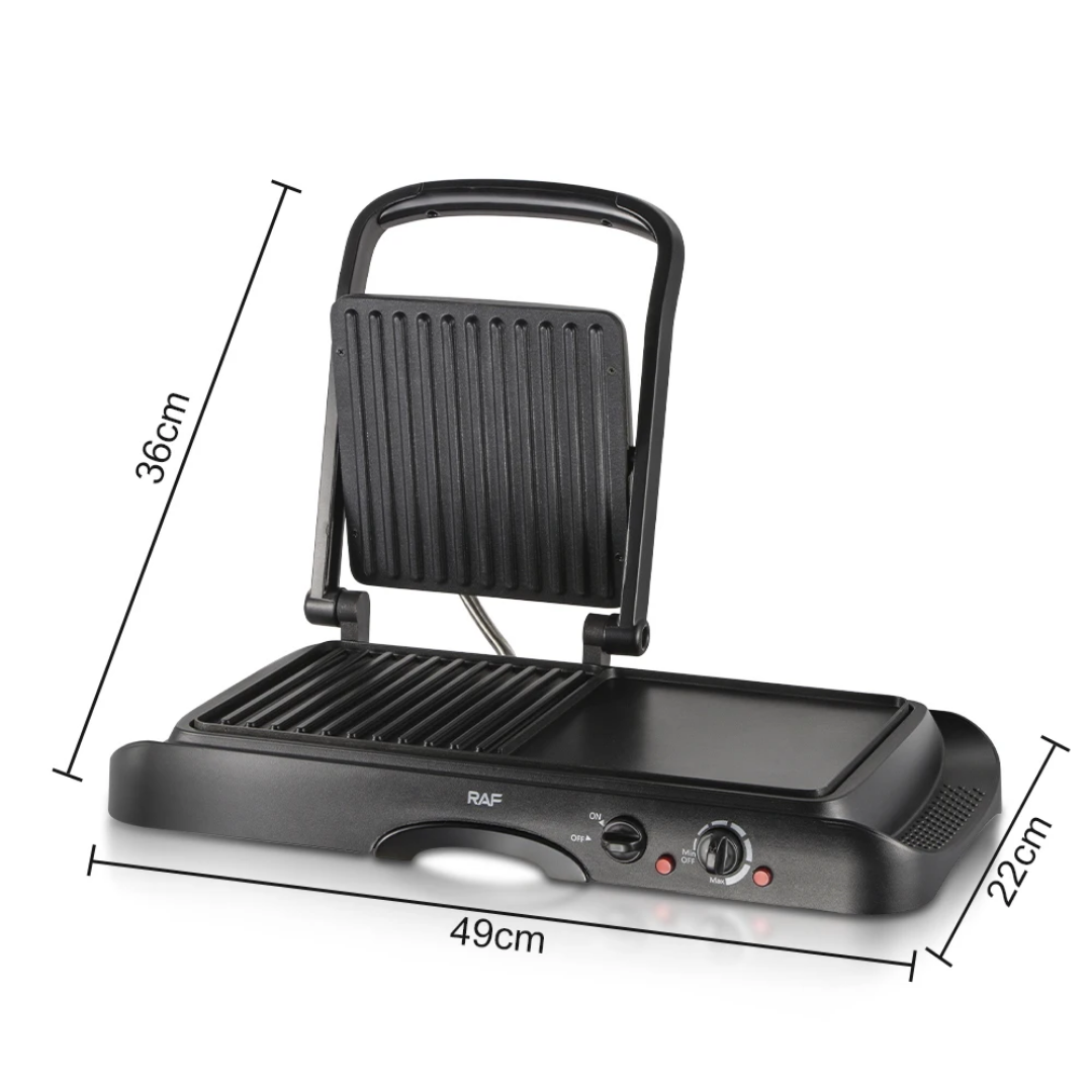 2-in-1 Electric Grill Pan with Lid RAF R.2695 – 1600W Non-Stick BBQ Grill & Baking Pan | Multifunction Indoor Electric Cooker