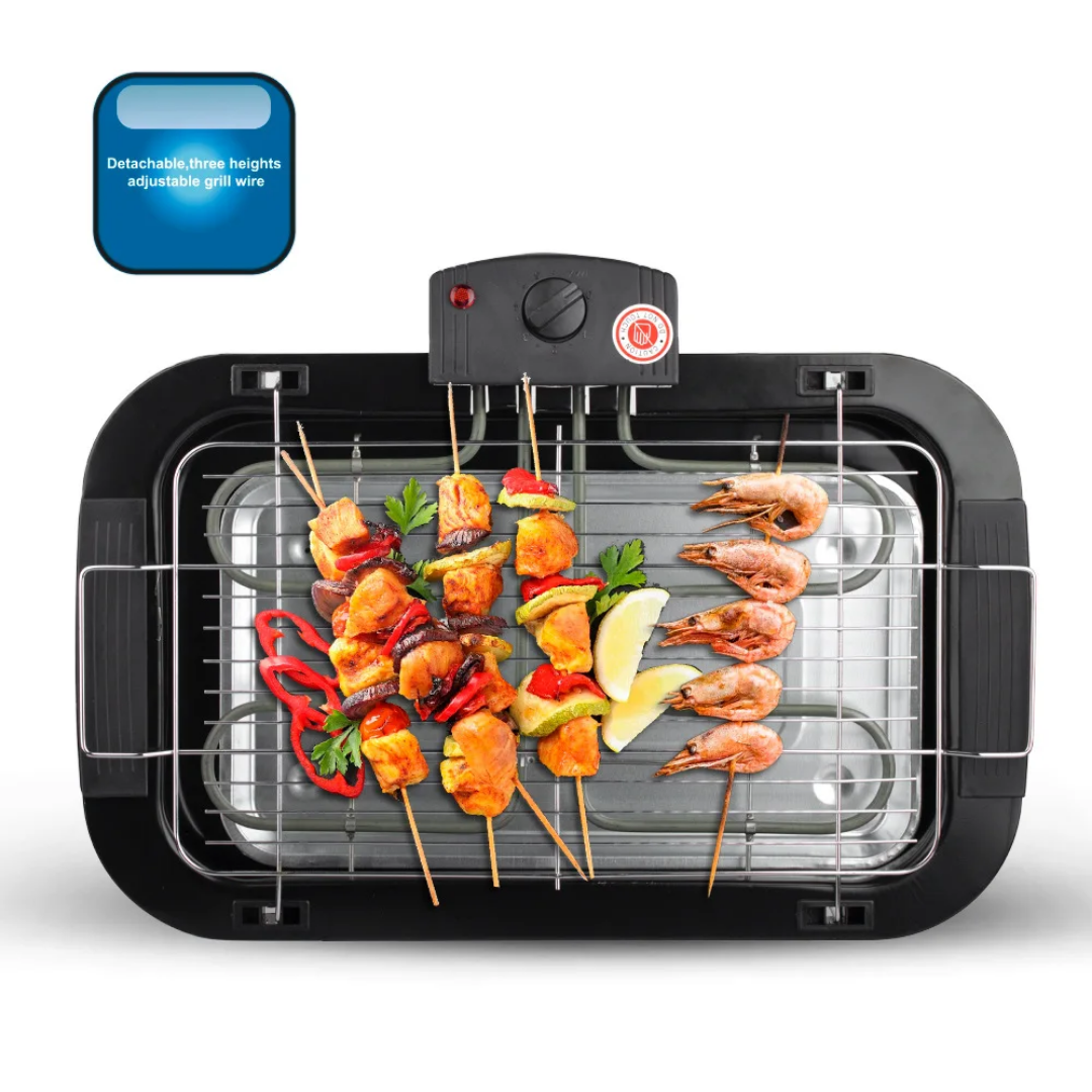 Stainless Steel Electric BBQ Grill Pan RAF R.5301  – 2000W Adjustable Electric Baking & Barbecue Grill | Fast Indoor Electric Grill