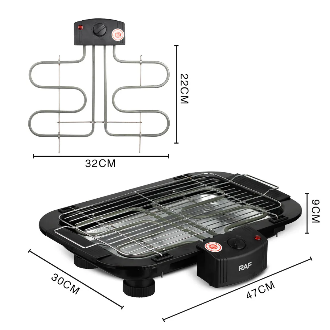 Stainless Steel Electric BBQ Grill Pan RAF R.5301  – 2000W Adjustable Electric Baking & Barbecue Grill | Fast Indoor Electric Grill