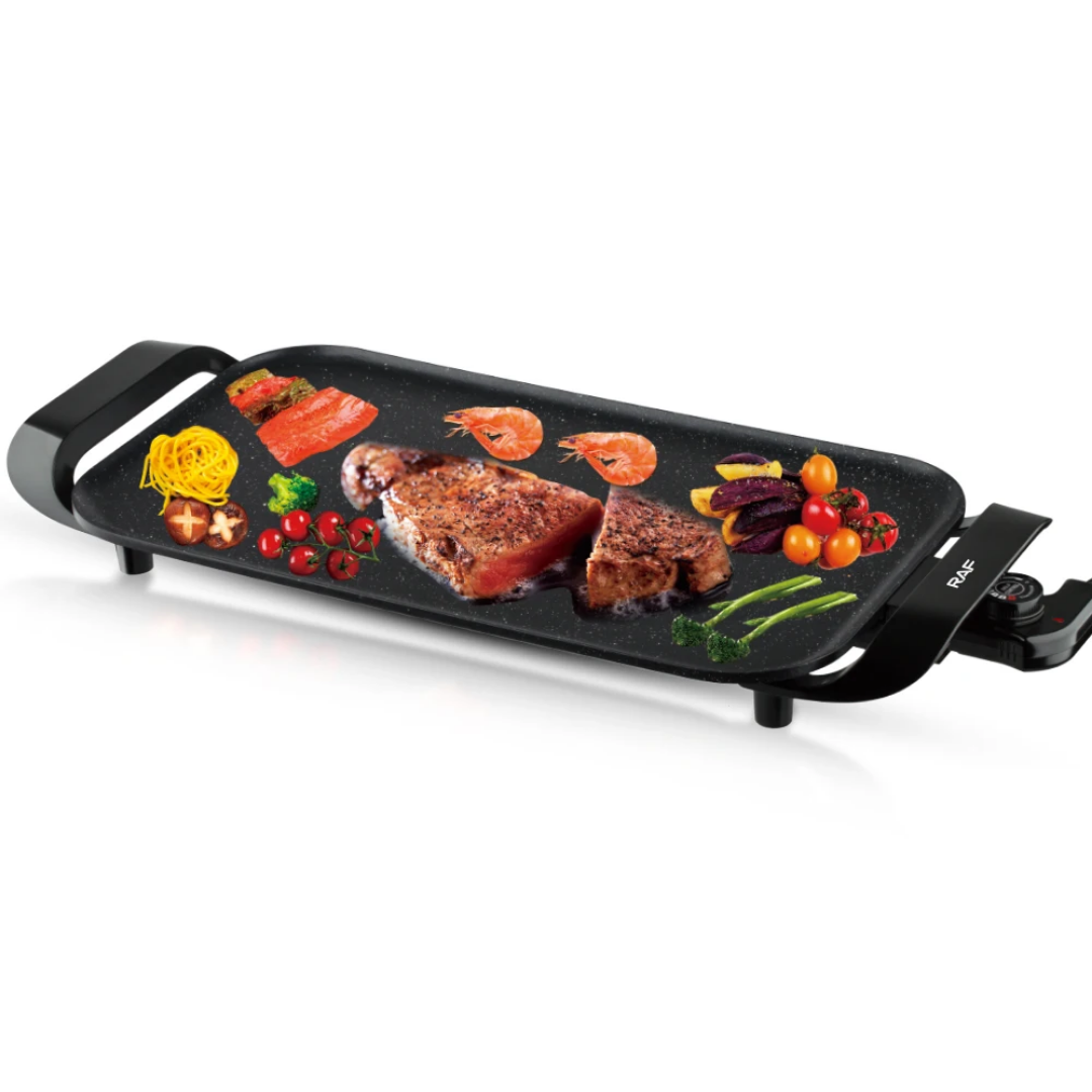 Electric BBQ Grill with Removable Plates RAF R.5313  – 1000W Non-Stick Easy-Clean Electric Grill | Indoor Kitchen Grill