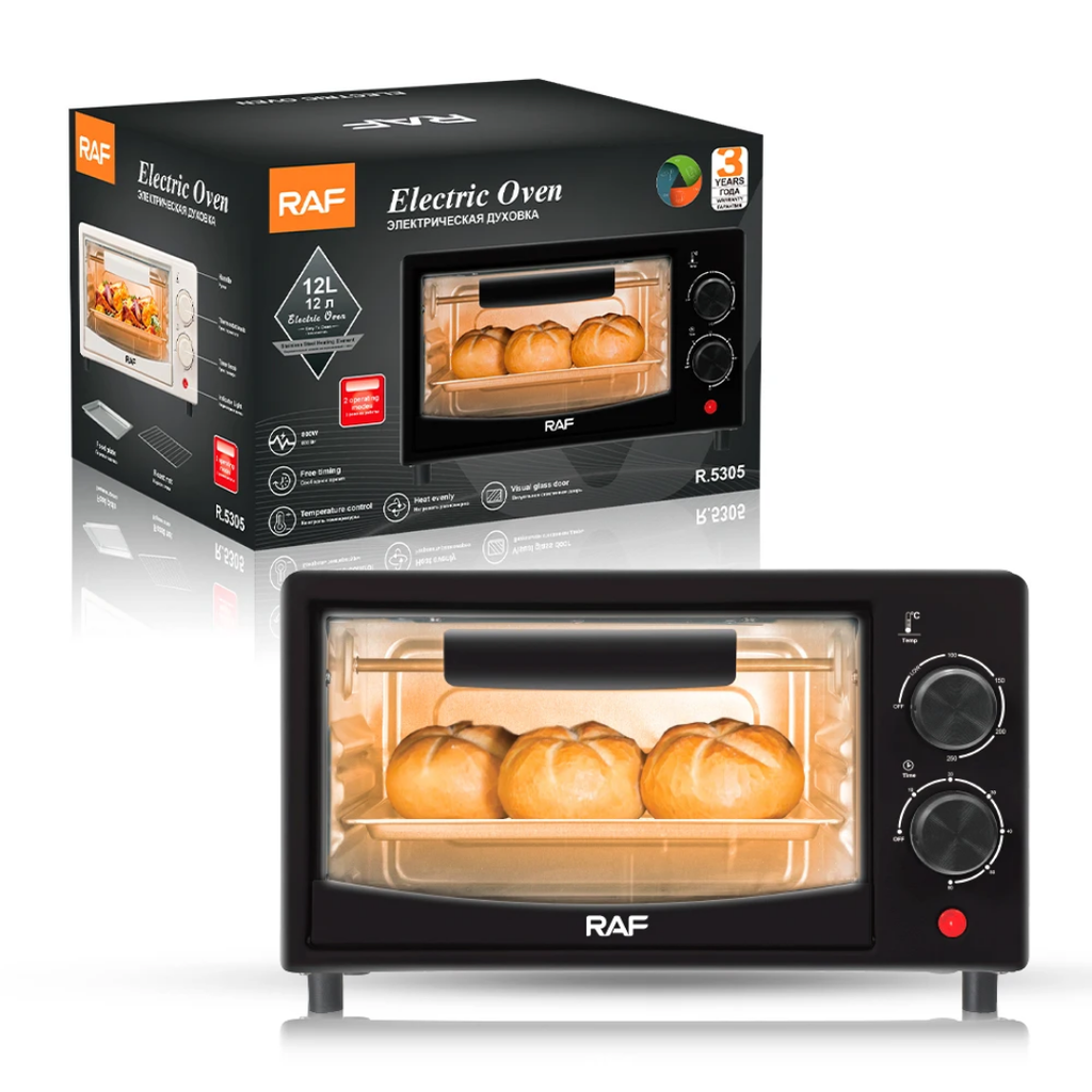 7L_12L Small Electric Oven RAF R.5305  – Toaster, Air Fryer & Baking Oven with Turbo Convection | Compact Home Oven