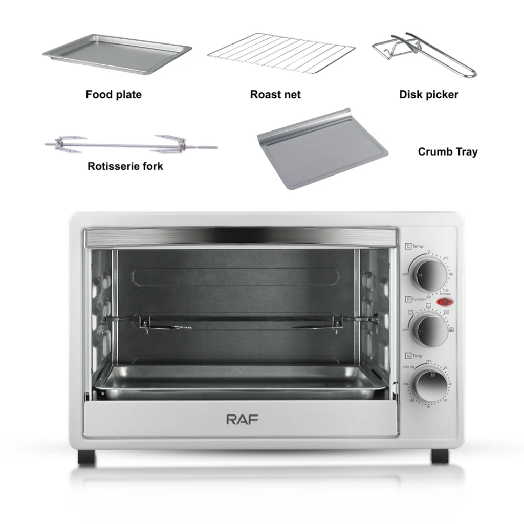 40L Countertop Electric Oven RAF R.5326 – Large Pizza & Baking Oven with Grill, Air Fry, and Turbo Convection | Home Oven