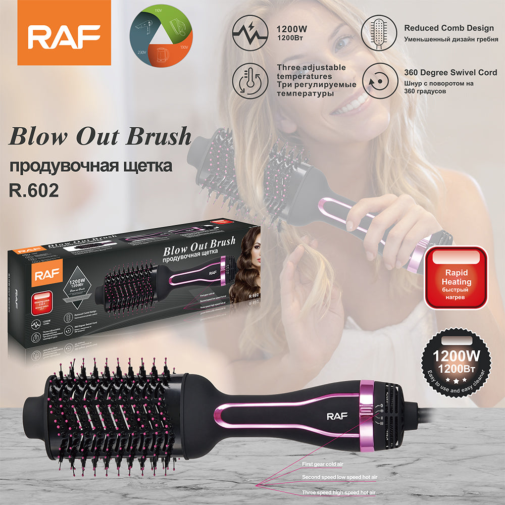 3-in-1 Hair Dryer, Straightener & Curler Brush RAF R.602 – 1200W Blowout Styling Tool