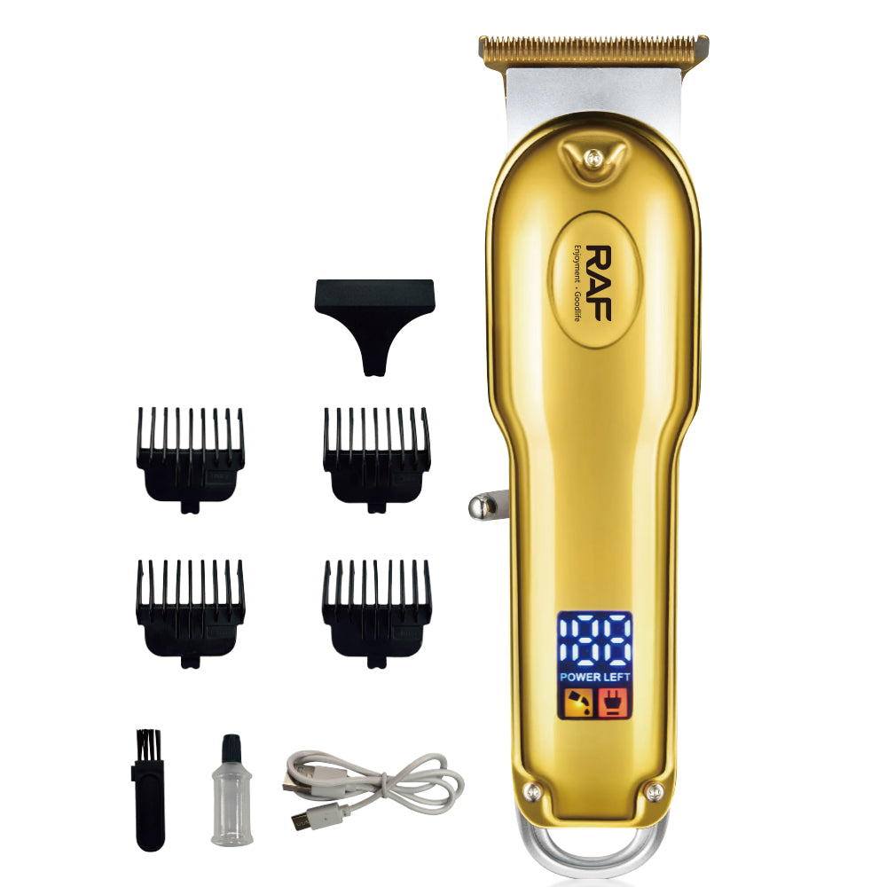 RAF R.4212 All-Metal Hair Clipper – Multifunctional Rechargeable T-Blade Trimmer for Men with LED Display