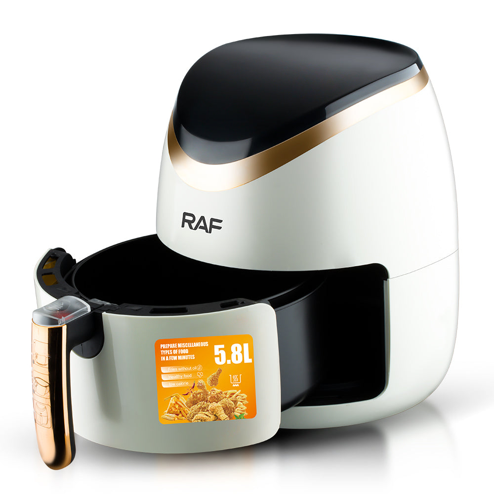 RAF 5.8L Double Pot Digital Air Fryer (R.5234) – 1500W Smart Touch Screen & Non-Stick Stainless Steel Cooker