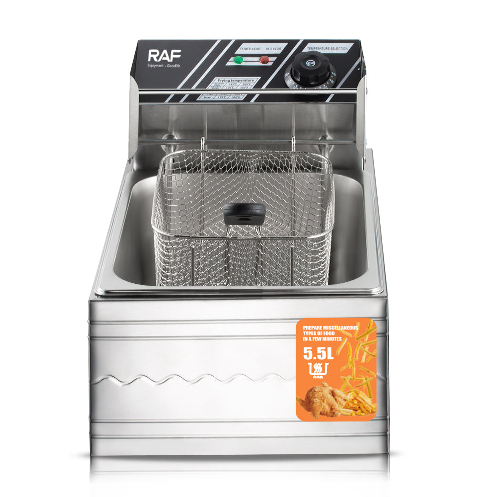 RAF 6L Commercial-Grade Electric Deep Fryer (R.5220) – 2500W High-Power Stainless Steel Frying Machine