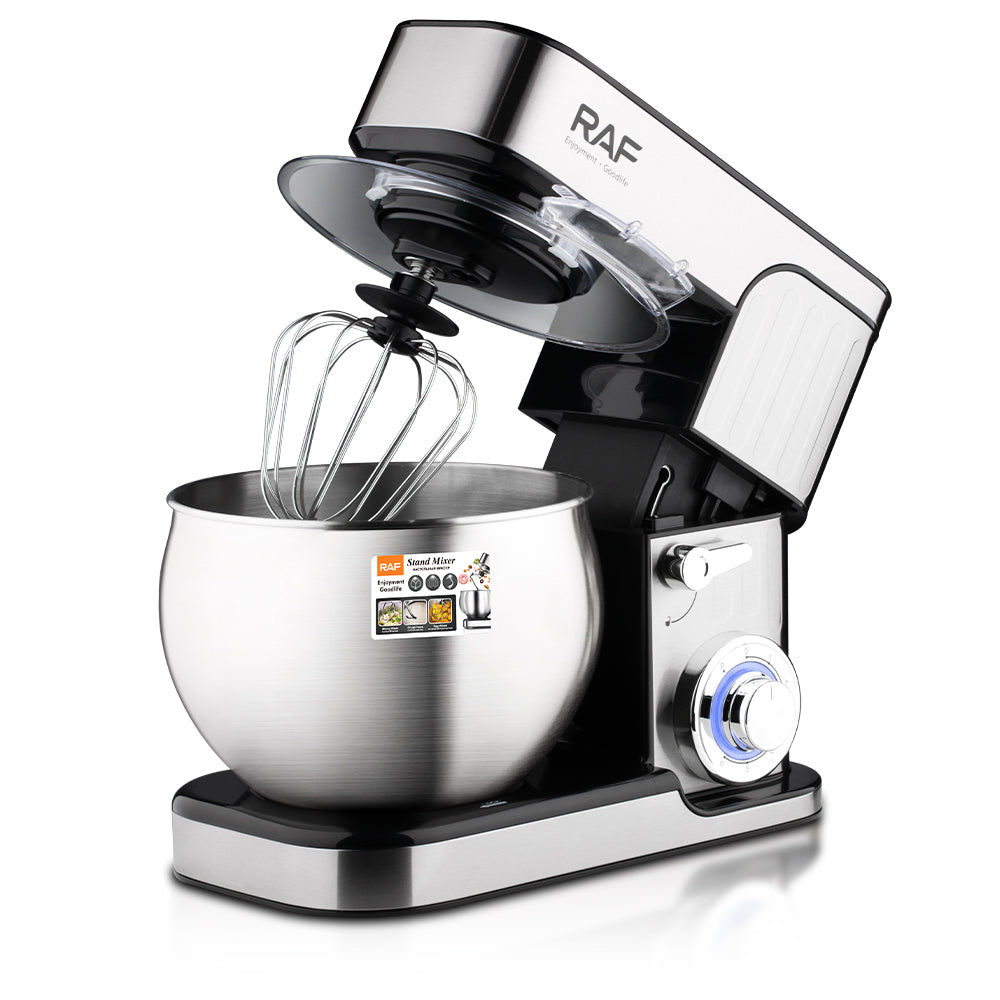 6L Stainless Steel Stand Mixer RAF R.6610 – 1300W Large Capacity Dough Mixer with LED Speed Control & All-Alloy Attachments