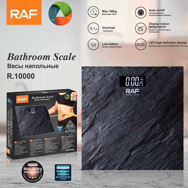 Smart Glass Bathroom Scale RAF R.10000 – Digital Body Weight &amp; Body Composition Analyzer with Smartphone Connectivity