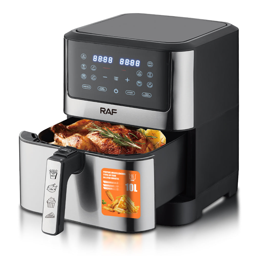 RAF 8L XXL Smart Digital Air Fryer (R.5378) – 1800W Turbo Cyclone Heating – Military-Grade Non-Stick Square Basket