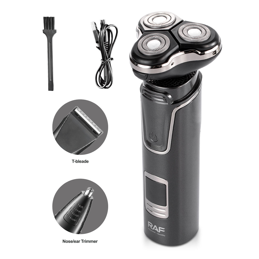 3-in-1 Waterproof Electric Shaver RAF R.11203  – USB Rechargeable, Cordless Grooming for Hair, Beard & Body