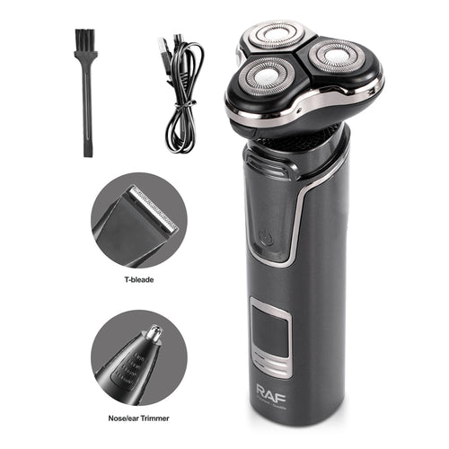 3-in-1 Waterproof Electric Shaver RAF R.11203  – USB Rechargeable, Cordless Grooming for Hair, Beard & Body