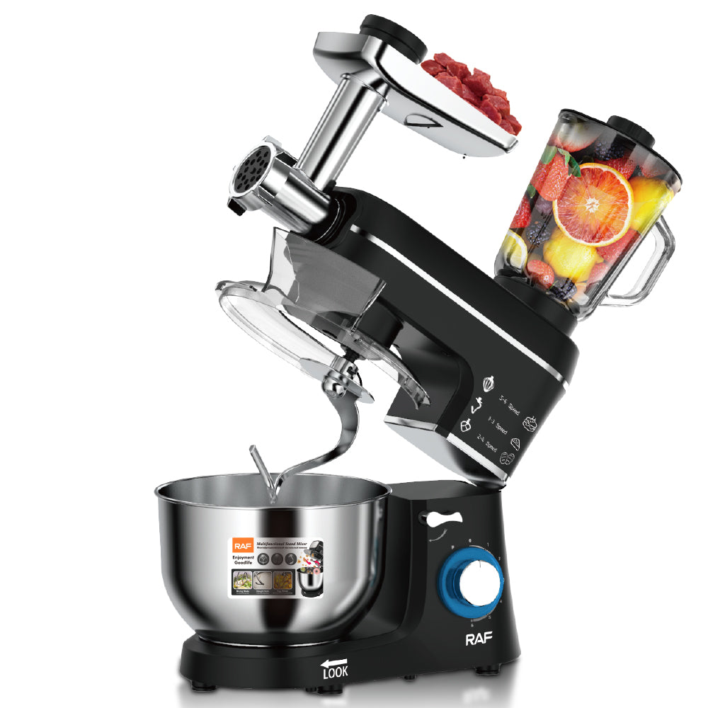 RAF R.6676 5-in-1 Professional Chef Machine – 1400W All-in-One Stand Mixer, Blender, Meat Grinder & Juicer (Large 6.8L_10L Bowl with Handle)