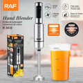 Handheld Electric Stick Blender RAF R.3032  – 400W High-Efficiency Immersion Mixer, 28000 RPM Ultra-Fast Rotation, 4-Blade Stainless Steel System with Durable Metal Blend Head