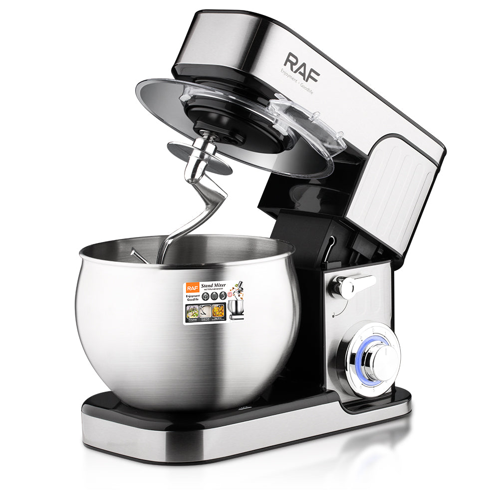 6L Stainless Steel Stand Mixer RAF R.6610 – 1300W Large Capacity Dough Mixer with LED Speed Control & All-Alloy Attachments