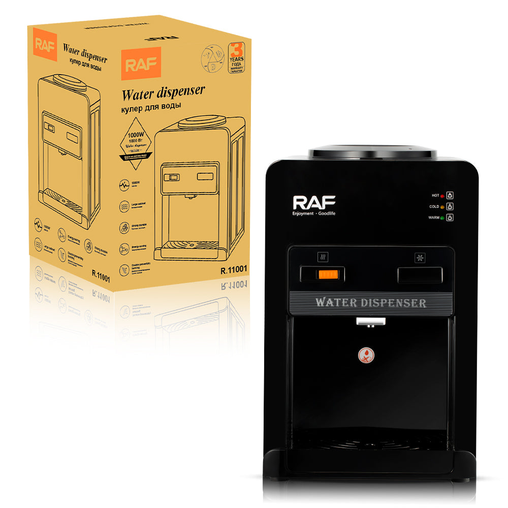RAF R.11001 Compressor Cooling Water Dispenser – Hot & Cold Desktop Purifier with High-Efficiency 1000W System (Compact Metal-Accent Design)