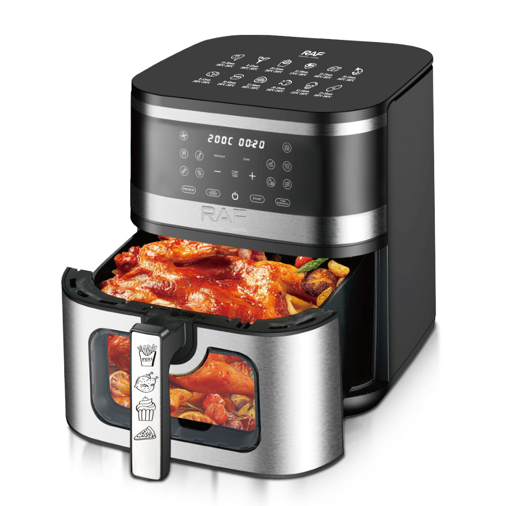 RAF 8.0L Premium Stainless Steel Digital Air Fryer (R.5386) – 1700W Large Capacity with Visible Viewing Window