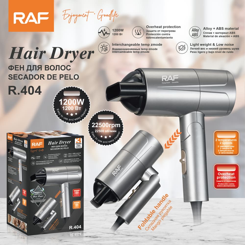Mini Hairdryer RAF R.404  – Professional Hair Blow Dryer for Home Use