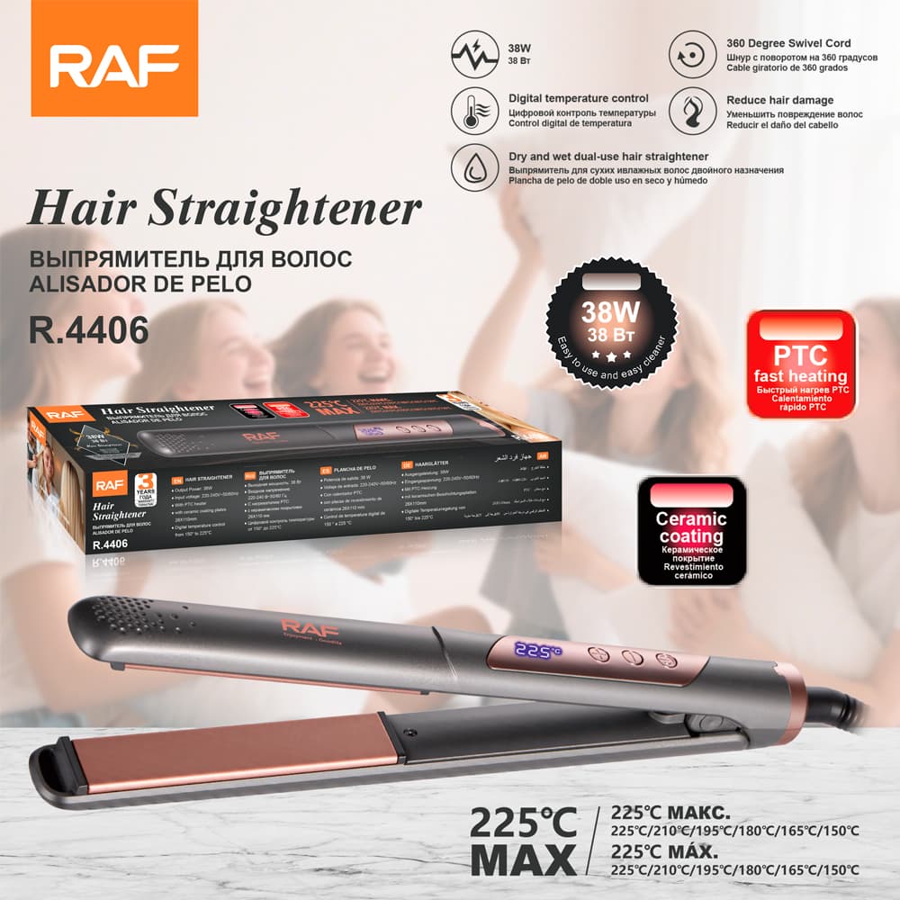 Digital Ceramic Flat Iron RAF R.4406  – PTC Plate Hair Straightener