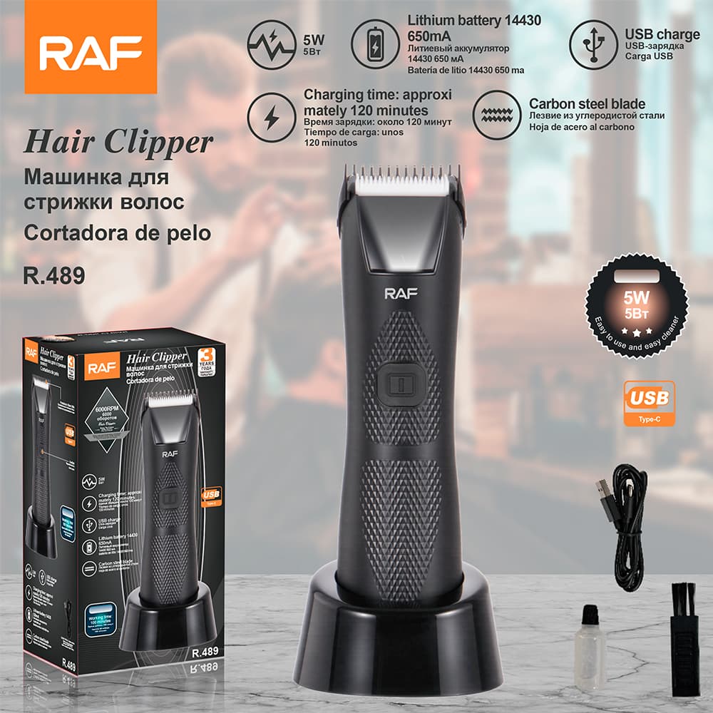 Rechargeable Body Grooming Trimmer for Men RAF R.489– 6000RPM Groin & Body Hair Clipper with USB Charging